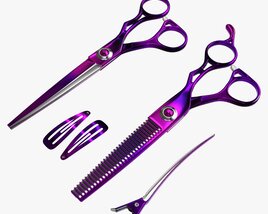 Hair Cutting Thinning Scissors Set Colorful Modelo 3D