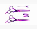 Hair Cutting Thinning Scissors Set Colorful 3D модель