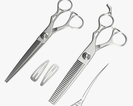 Hair Cutting Thinning Scissors Set Steel 3D модель