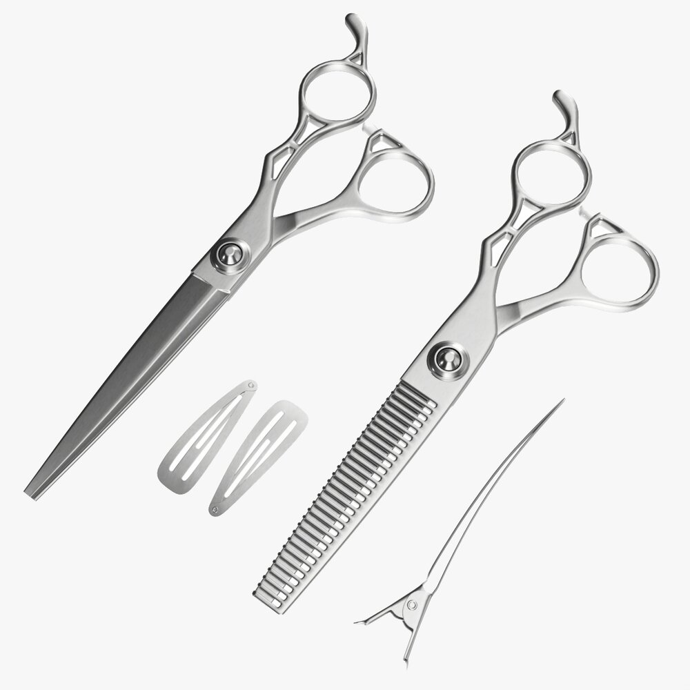 Hair Cutting Thinning Scissors Set Steel 3D модель