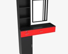 Hairdresser Organizer Shelf With Desk And Mirror 3Dモデル