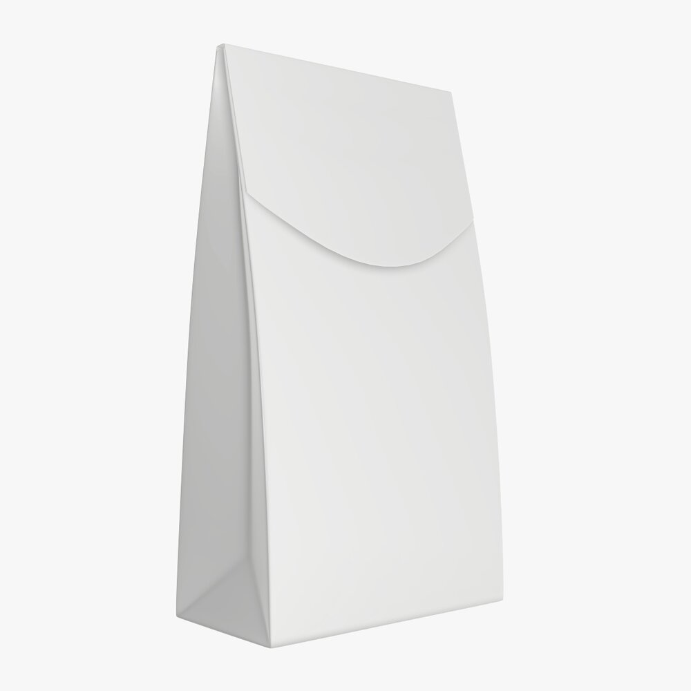 Blank White Paper Bag Package Mock Up 3D-Modell