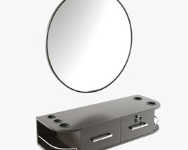 Hairdresser Wall-mounted Desk With Mirror 3D模型