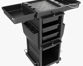 Hair Salon Trolley Rolling Cart With Drawers Attached 3D-Modell