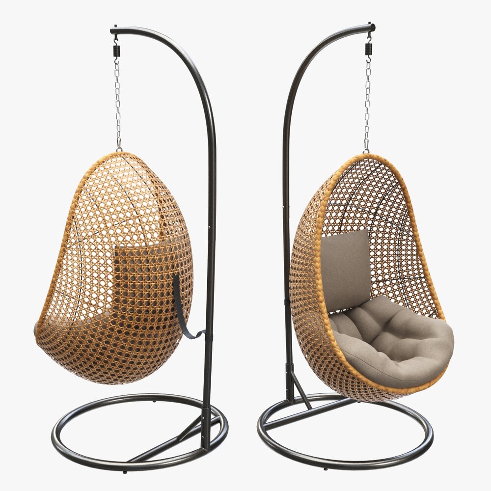Hanging Armchair With Cushions 01 Modèle 3D