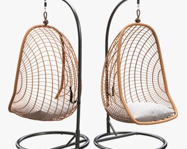 Hanging Armchair With Cushions 02 3D model