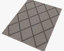 Indoor Rectangle Soft Rug Carpet Grey 3D 모델 