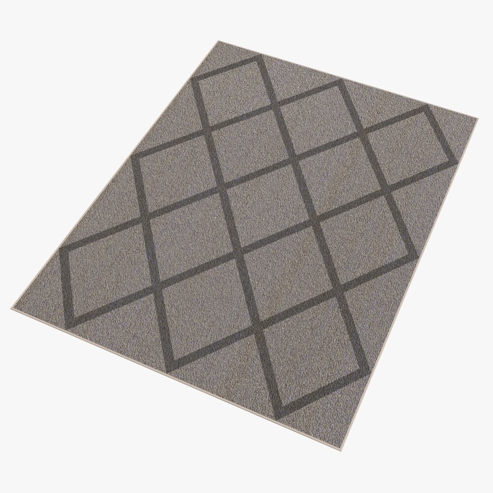 Indoor Rectangle Soft Rug Carpet Grey 3D model