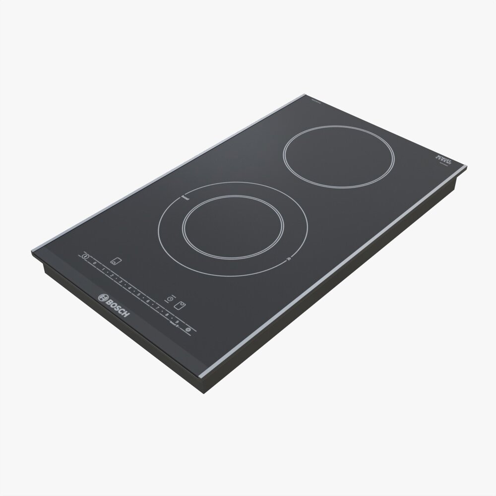 Induction Hob 2 Surface Glass Black 3Dモデル