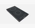 Induction Hob 2 Surface Glass Black Modello 3D