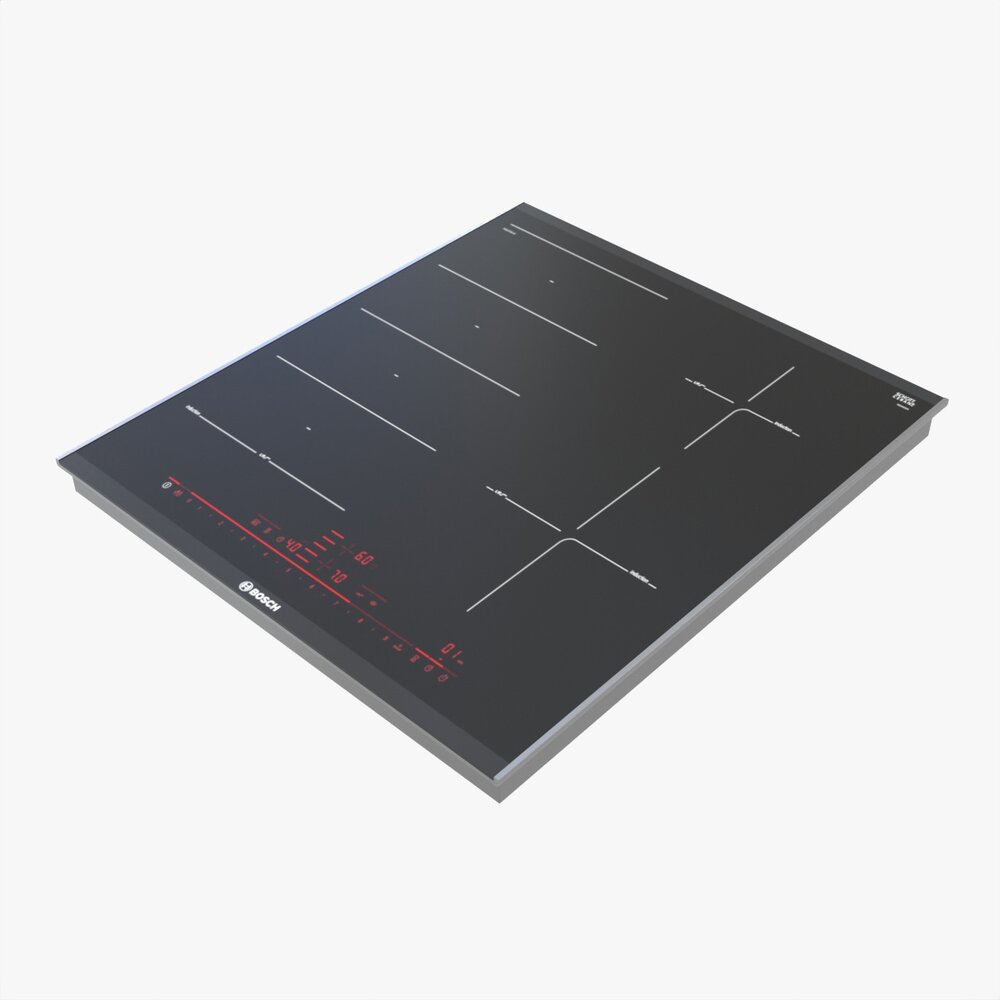 Induction Hob Multi Surface Glass Black 01 3D-Modell