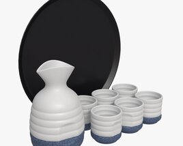 Japanese Ceramic Sake Set 01 3D модель