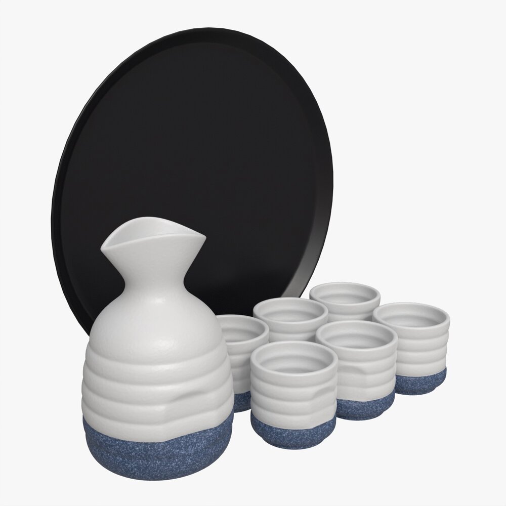 Japanese Ceramic Sake Set 01 3D-Modell