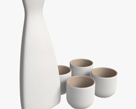 Japanese Ceramic Sake Set 02 3D модель