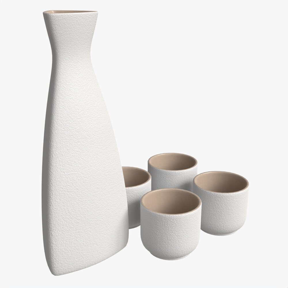 Japanese Ceramic Sake Set 02 3D 모델 