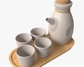 Japanese Ceramic Sake Set 03 3D модель