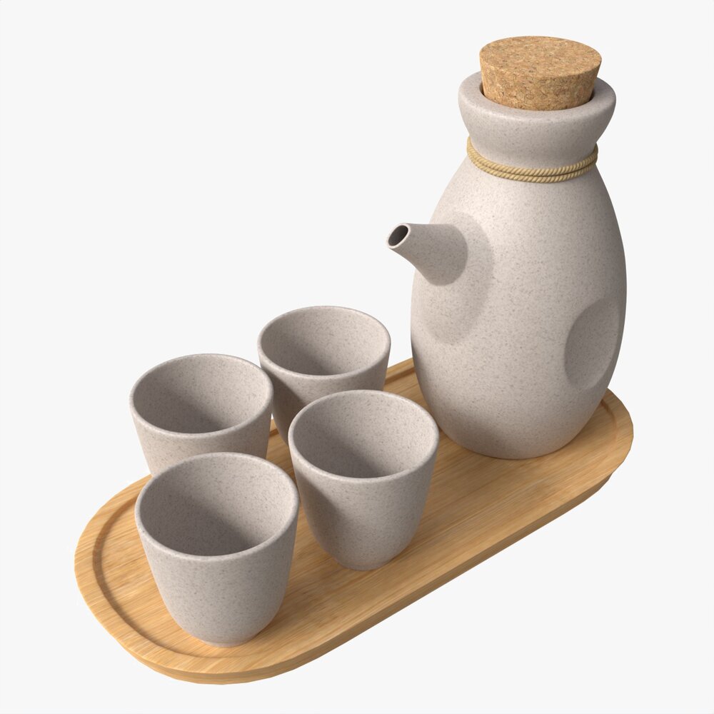 Japanese Ceramic Sake Set 03 3D模型
