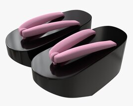 Japanese Geta Wooden Sandals 01 3D model