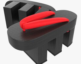 Japanese Geta Wooden Sandals 02 3D модель