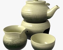 Japanese Kyusu Tea Set With Warmer 01 3D model