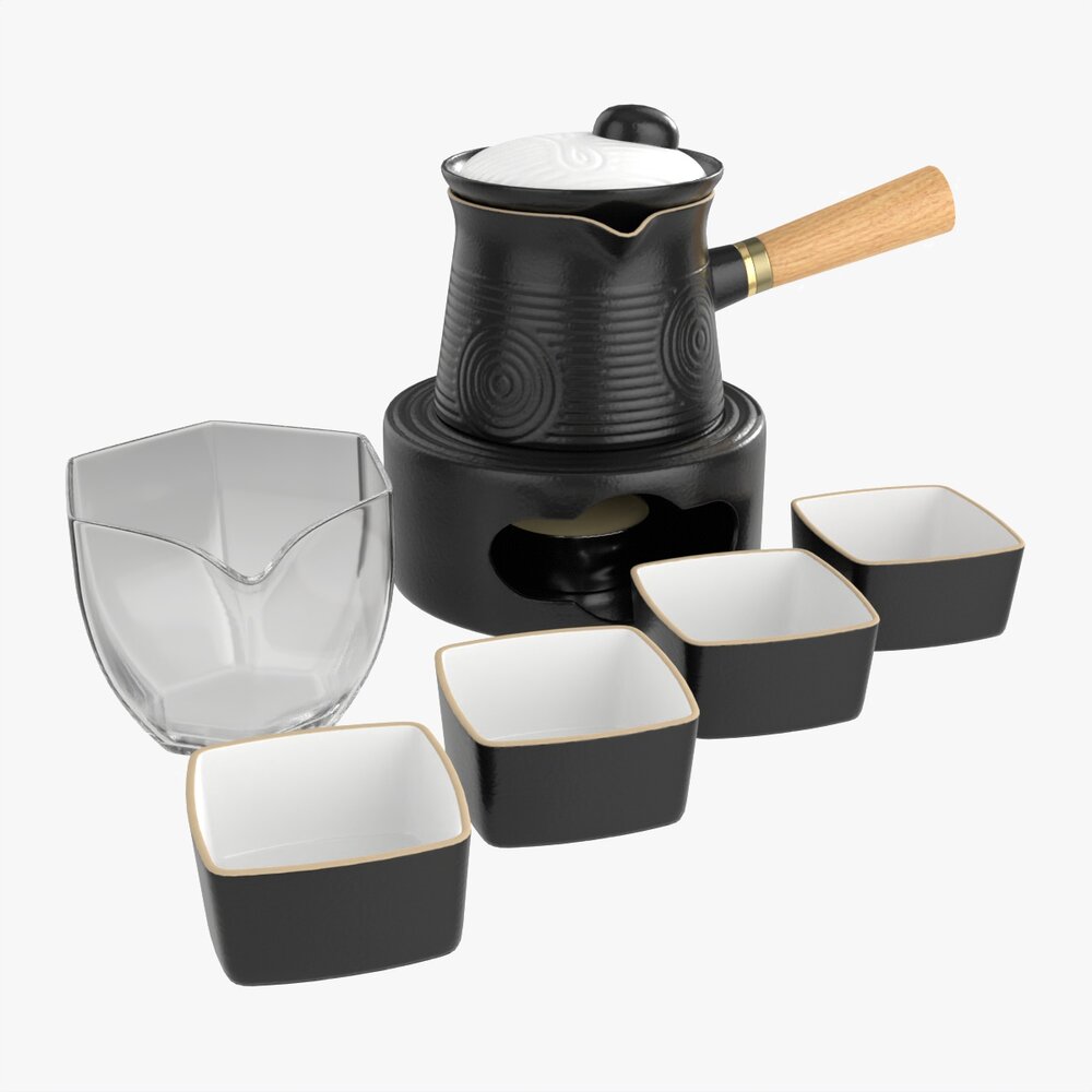 Japanese Kyusu Tea Set With Warmer 02 3D модель