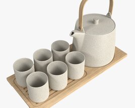 Japanese Minimalist Ceramic Tea Set 3D 모델 