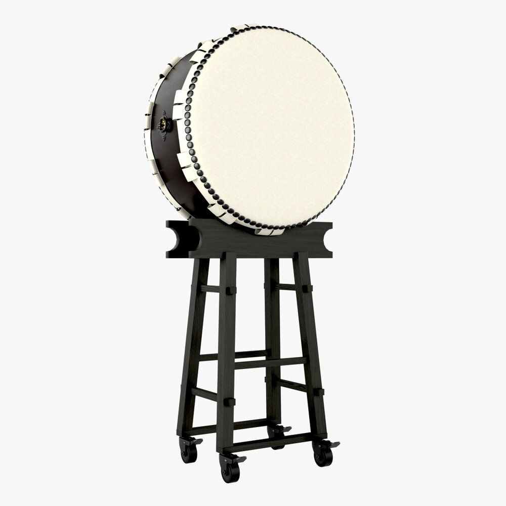 Japanese Taiko Ohira Drum On Stand 3D-Modell