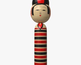 Japanese Vintage Kokeshi Doll 3D model