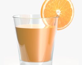 Glass With Orange Juice And Orange Slice 3D model