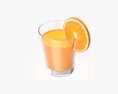Glass With Orange Juice And Orange Slice 3d model