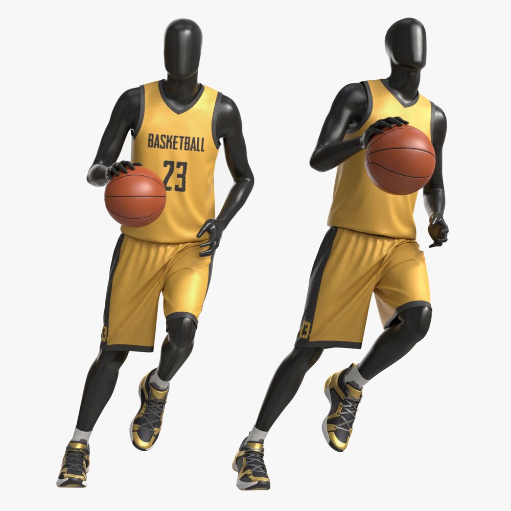 Male Mannequin In Basketball Uniform In Action 02 Modèle 3D