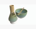 Matcha Tea Set Bowl Whisk Spoon 3D-Modell