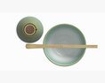 Matcha Tea Set Bowl Whisk Spoon 3D模型