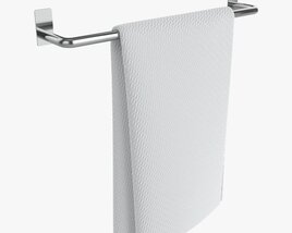Metal Towel Rail With Folded Towel 01 3D 모델 