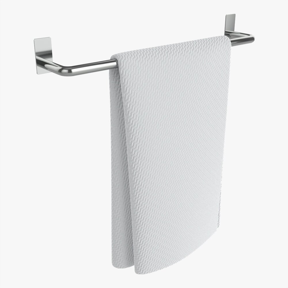 Metal Towel Rail With Folded Towel 01 Modèle 3D