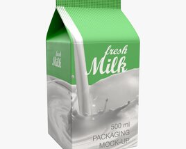 Milk Packaging Box 500 Ml Mockup 3D model