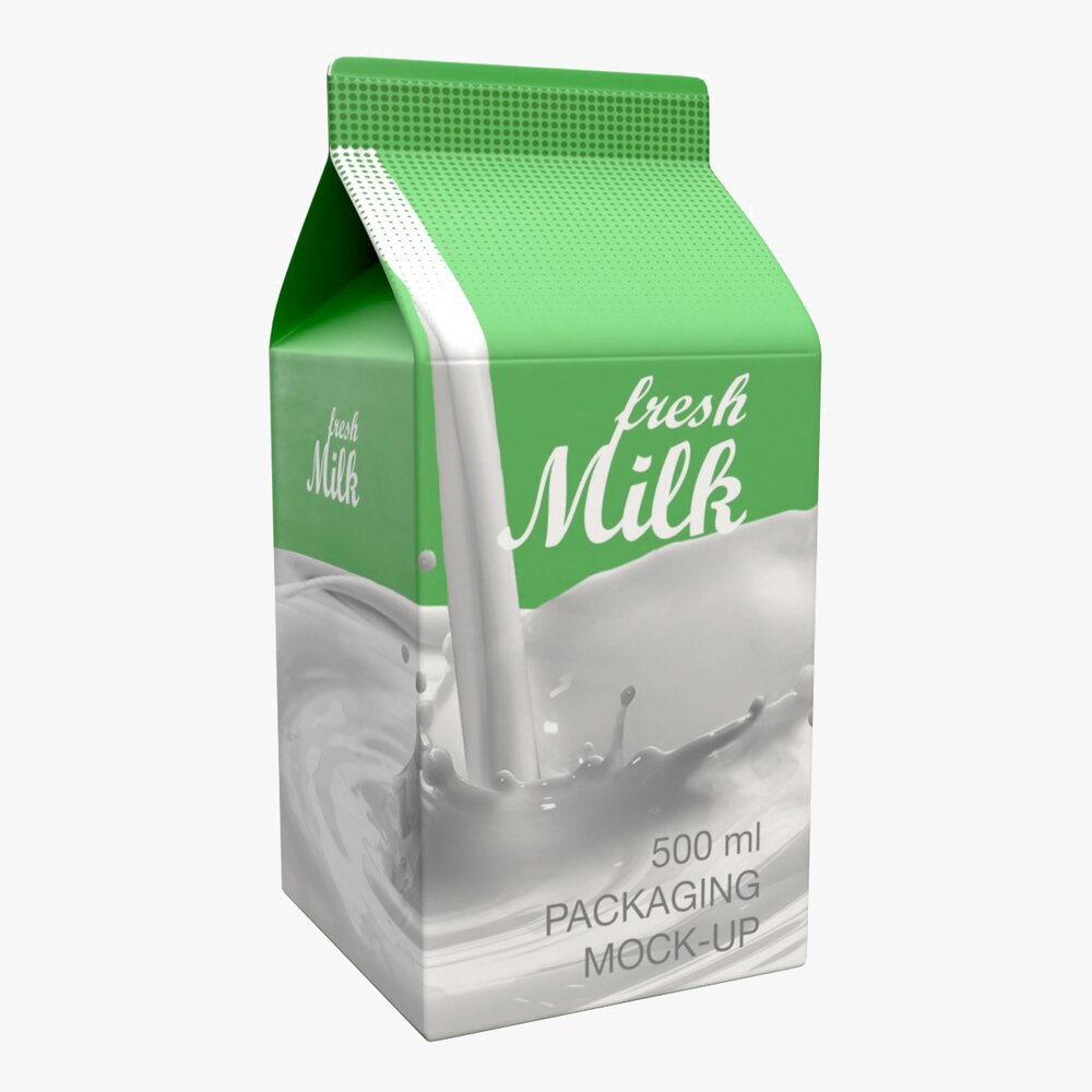 Milk Packaging Box 500 Ml Mockup 3D-Modell
