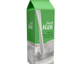 Milk Packaging Box 1000 Ml Mockup 3D model