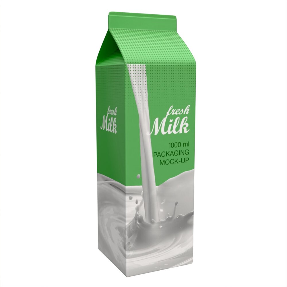 Milk Packaging Box 1000 Ml Mockup 3D модель