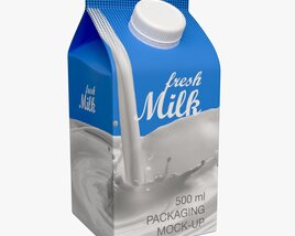Milk Packaging Box With Cap 500 Ml Mockup 01 Modelo 3D