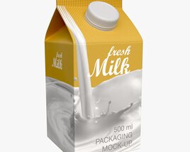 Milk Packaging Box With Cap 500 Ml Mockup 02 Modèle 3D