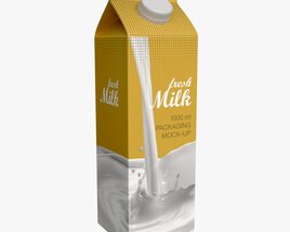 Milk Packaging Box With Cap 1000 Ml Mockup Modelo 3D