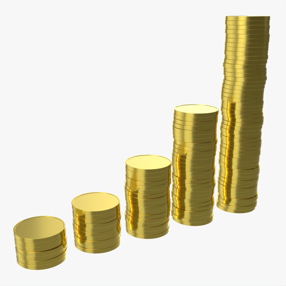 Money Coin Stack Set 3D model