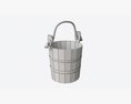 Old Wooden Bucket With Rope Handle Modello 3D