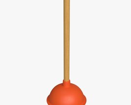 Plunger With Wooden Handle 3D模型