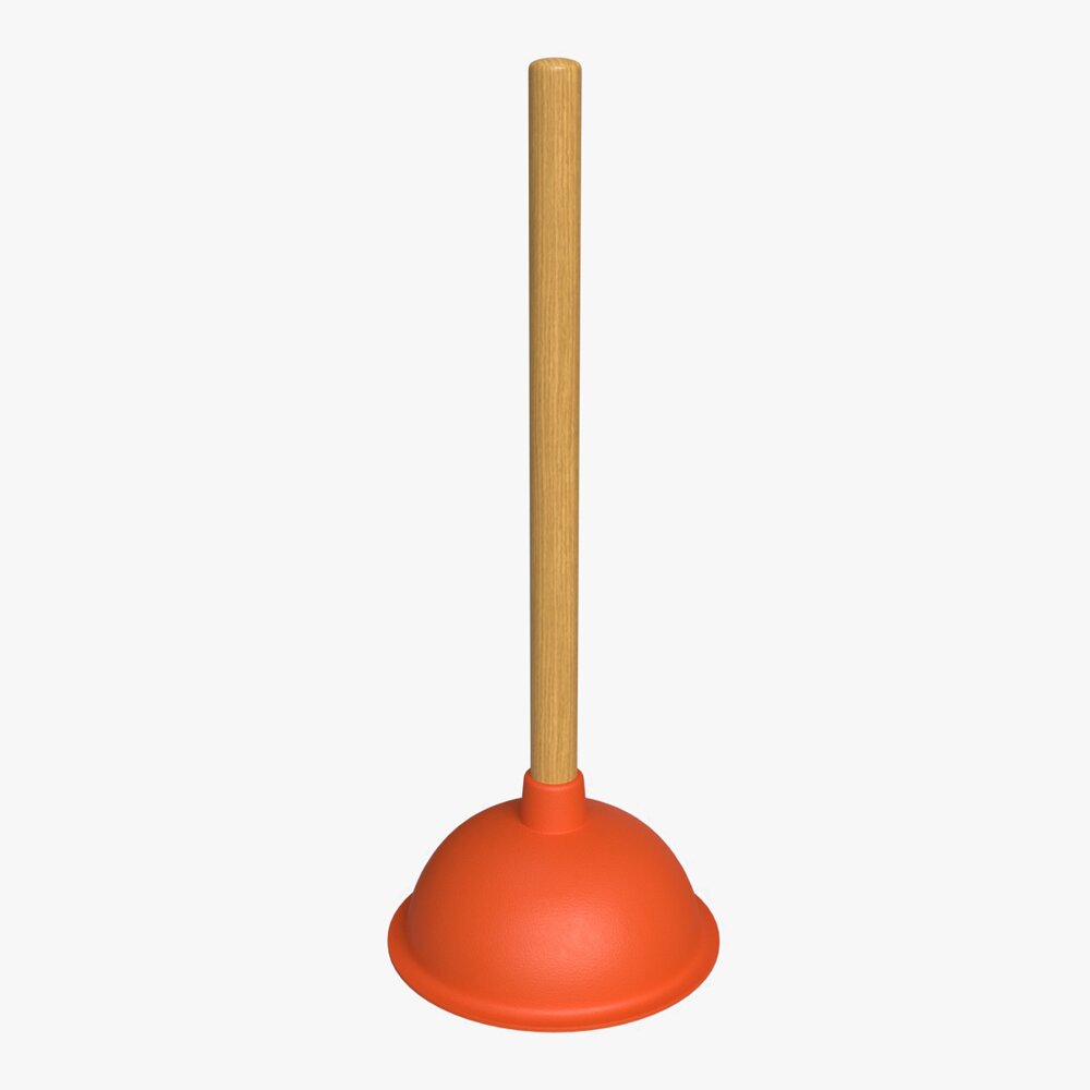 Plunger With Wooden Handle 3D модель