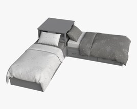 Pottery Barn Belden Twin Beds With Headboard Shelf 3Dモデル