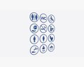 Public Spaces Warning Round Sign Set 3Dモデル