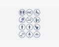 Public Spaces Warning Round Sign Set 3D模型
