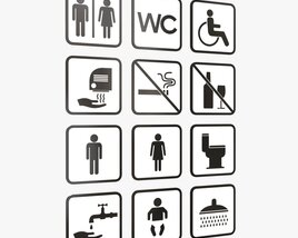 Public Spaces Warning Square Sign Set 3D模型